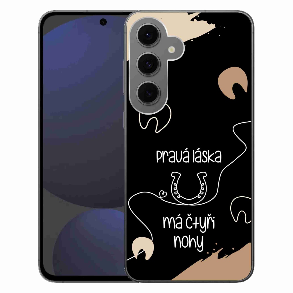 Gél borítás mmCase Samsung Galaxy S24 FE - ló motívum fekete háttérrel