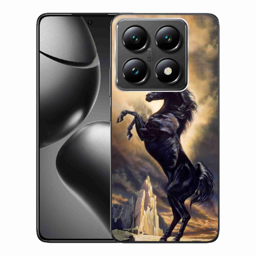 Gél borítás mmCase a Xiaomi 14T Pro számára - fekete rajzfilm ló