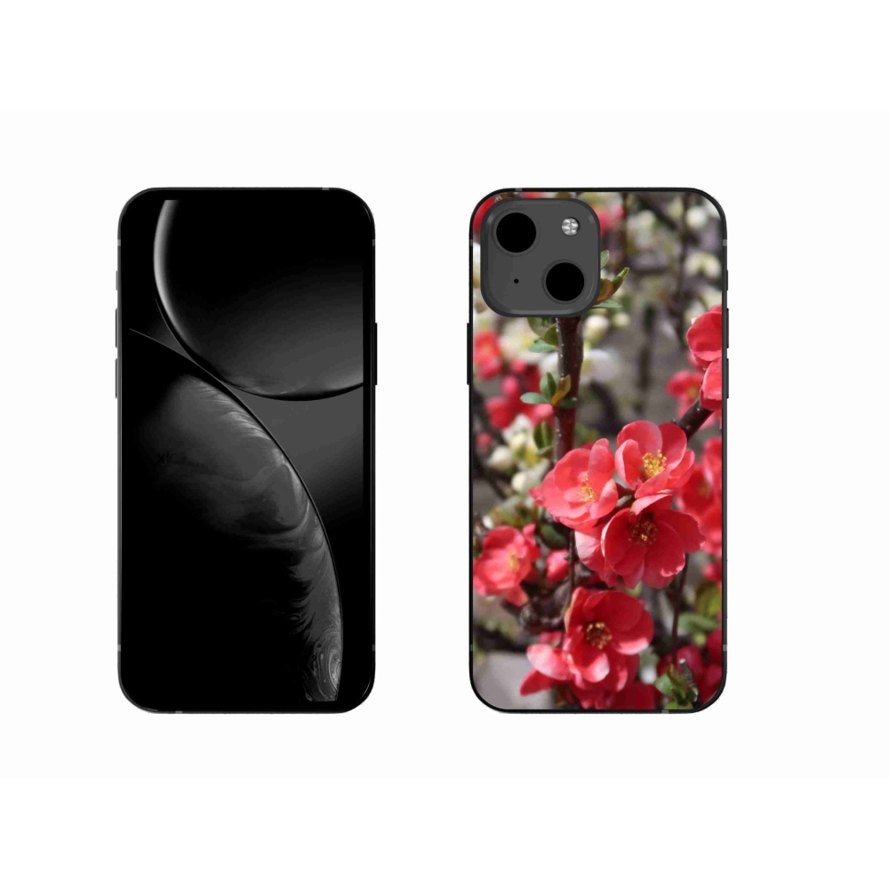 Gél borítás mmCase iPhone 13 készülékhez - piros virágok