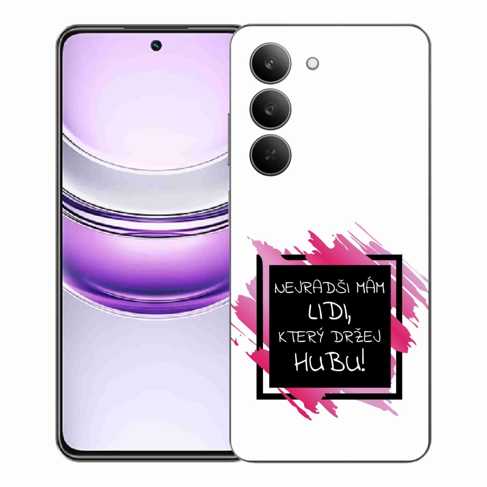 Gél borító mmCase a Realme 14x 5G készülékhez - vicces szöveg 7 fekete-fehér háttérrel