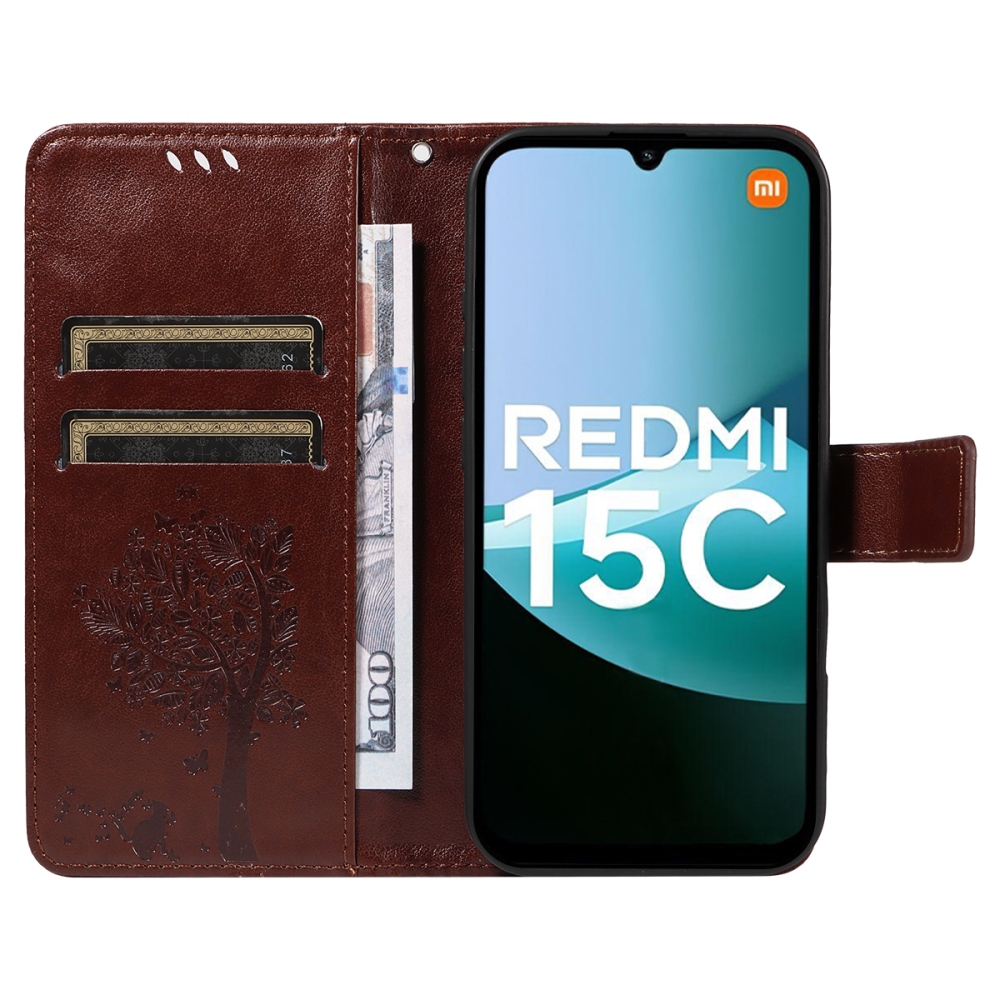 Fák könyve tok Xiaomi Redmi 15C 4G/5G (173mm) - barna