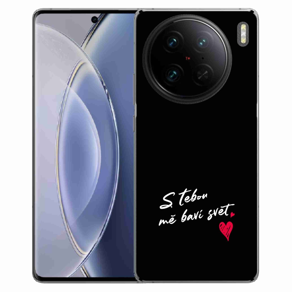Gél borító mmCase a Vivo X90 Pro készülékre - szerelmes szöveg 1 fekete háttér