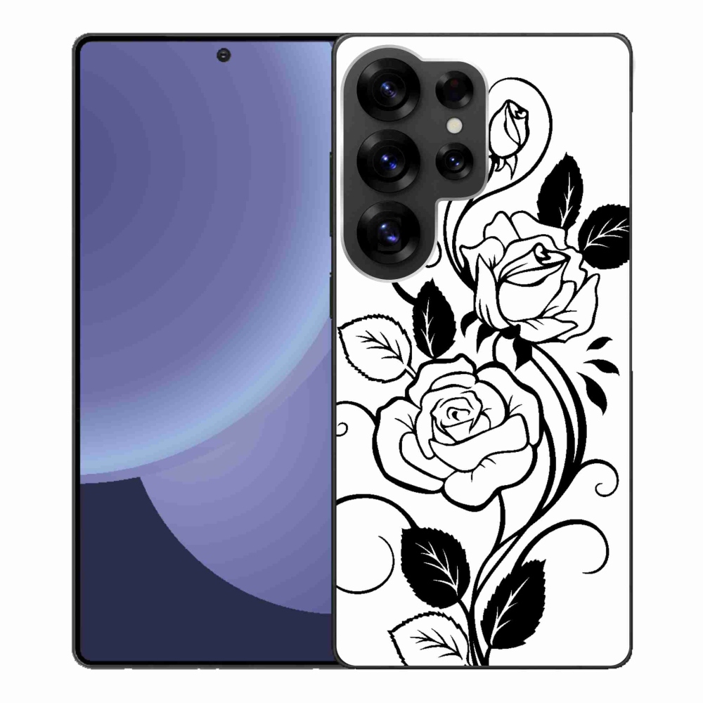 Zselés borítás mmCase Samsung Galaxy S25 Ultra - fekete és fehér rózsa