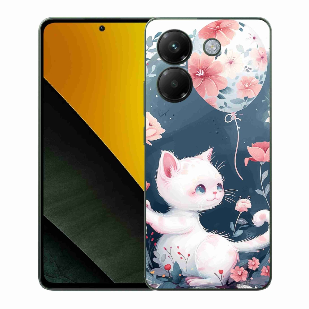 Gél borítás mmCase a Xiaomi Poco M7 Pro 5G számára - cica lufival