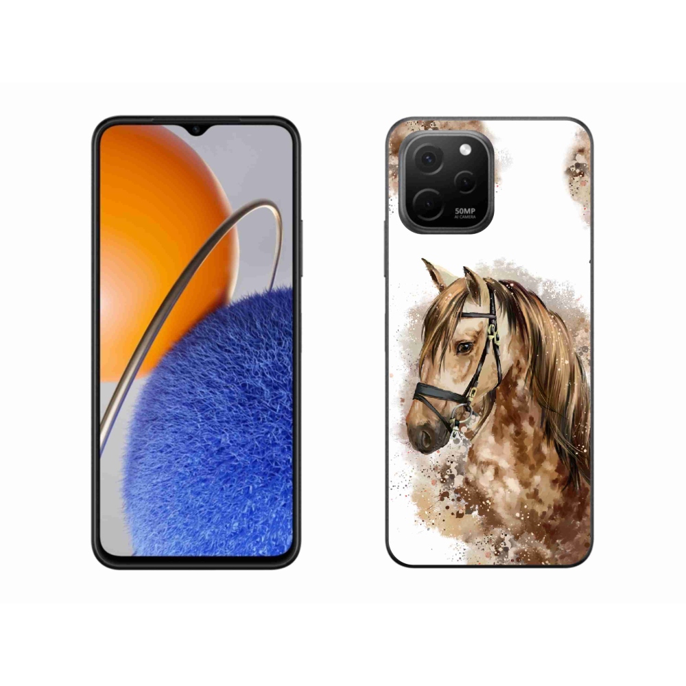 Gél borító mmCase a Huawei Nova Y61 készülékhez - barna rajzfilm ló