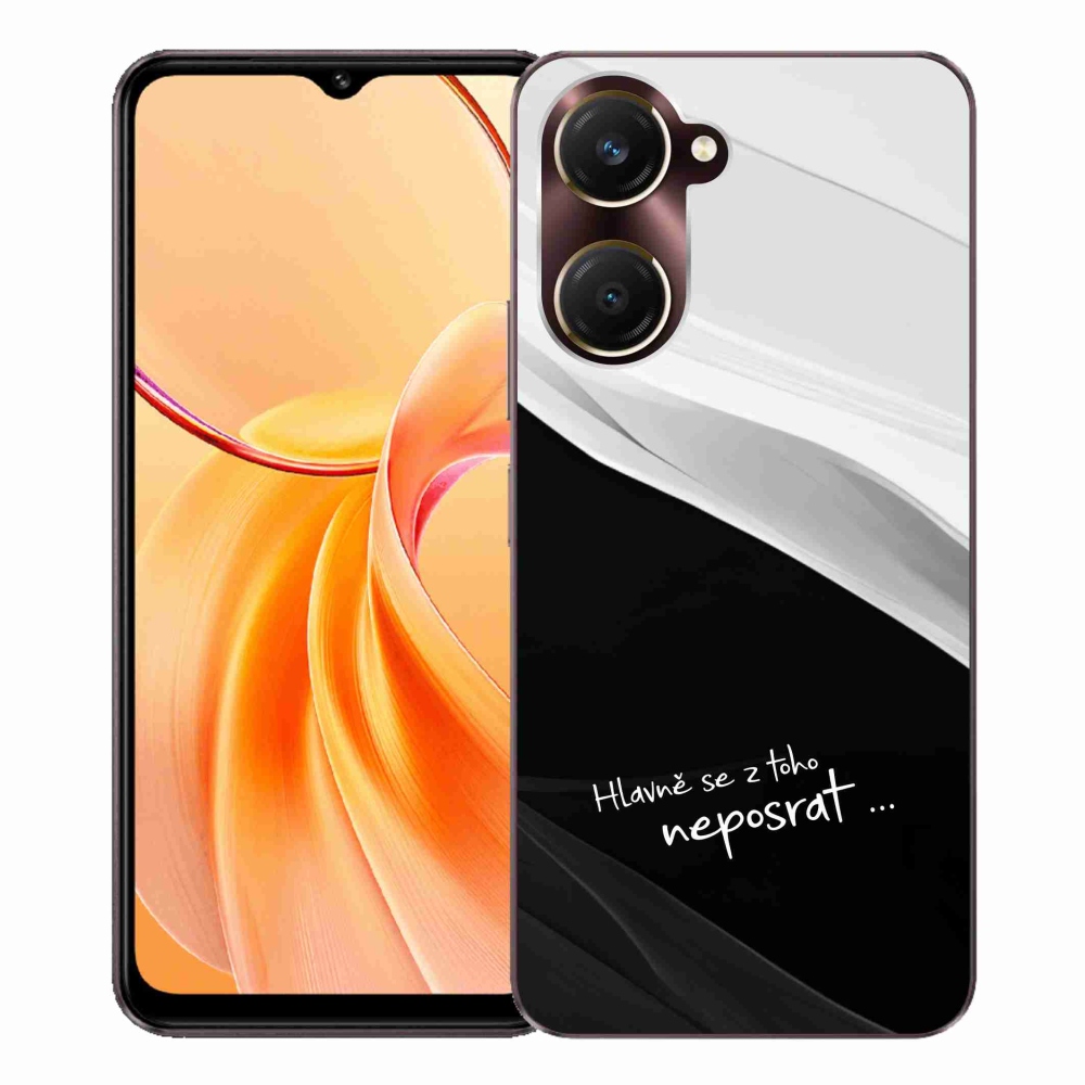 Gél borító mmCase a Vivo Y28s 5G-hez - vicces szöveg 13 fekete és fehér háttérrel