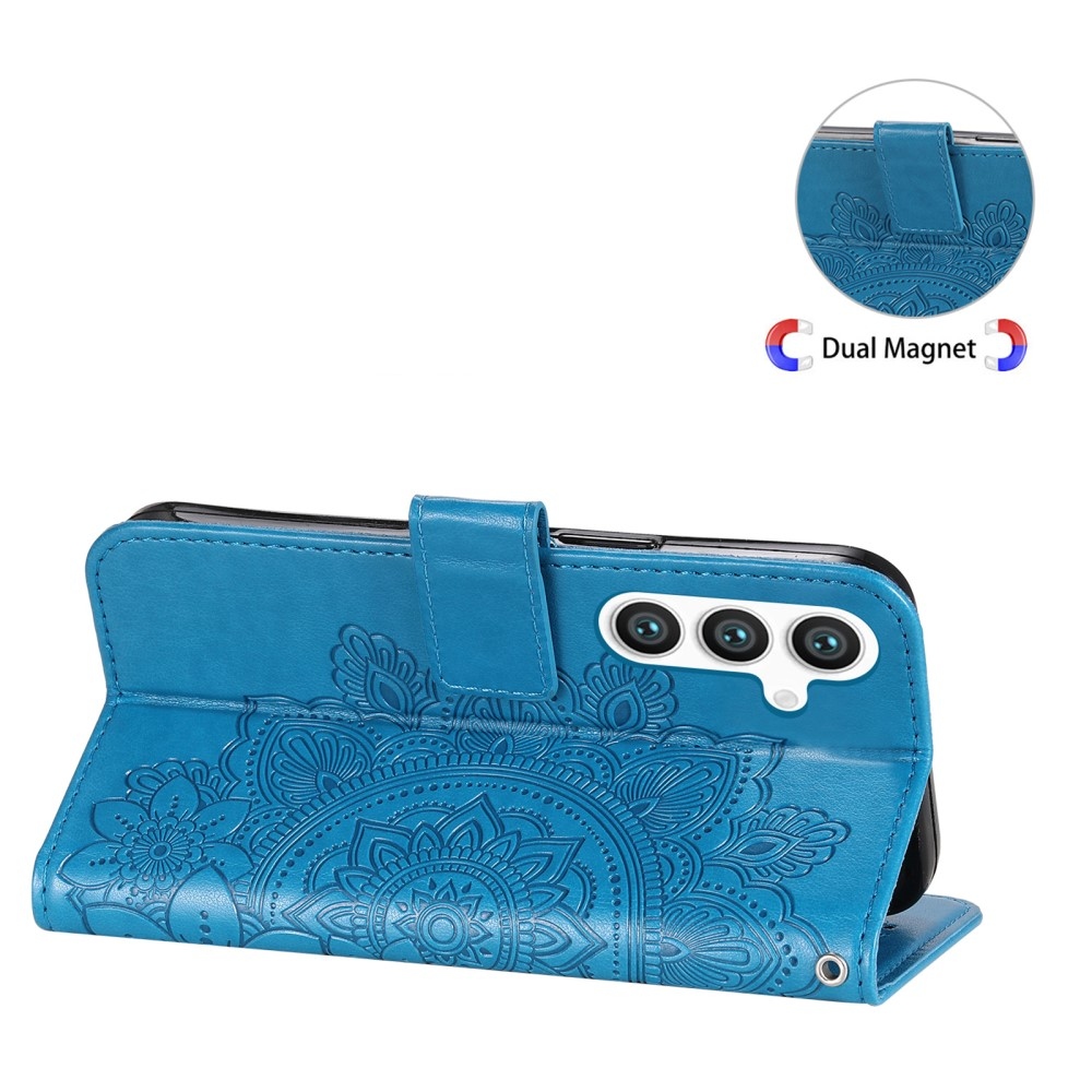 Virágos könyv tok Samsung Galaxy S25+ készülékhez - kék