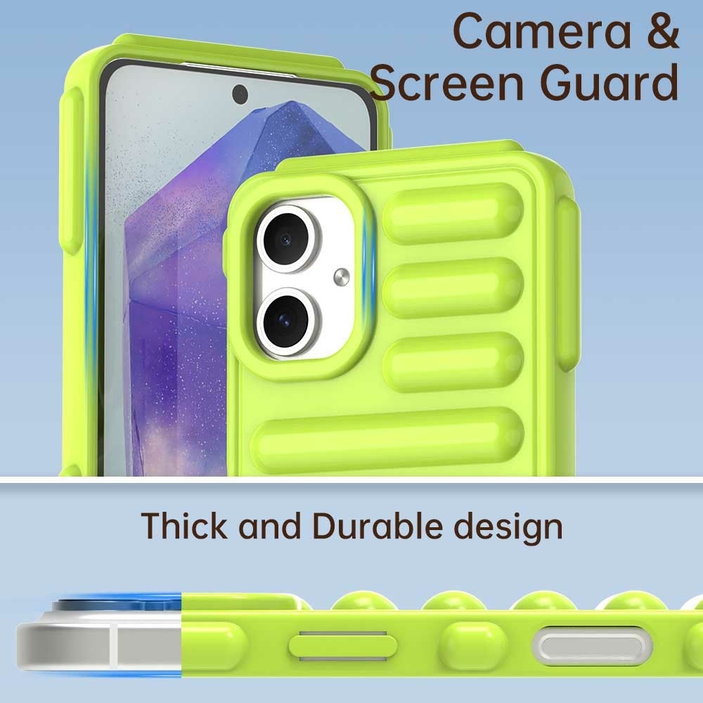 Csíkos tartós borító Samsung Galaxy A06 4G készülékhez - zöld