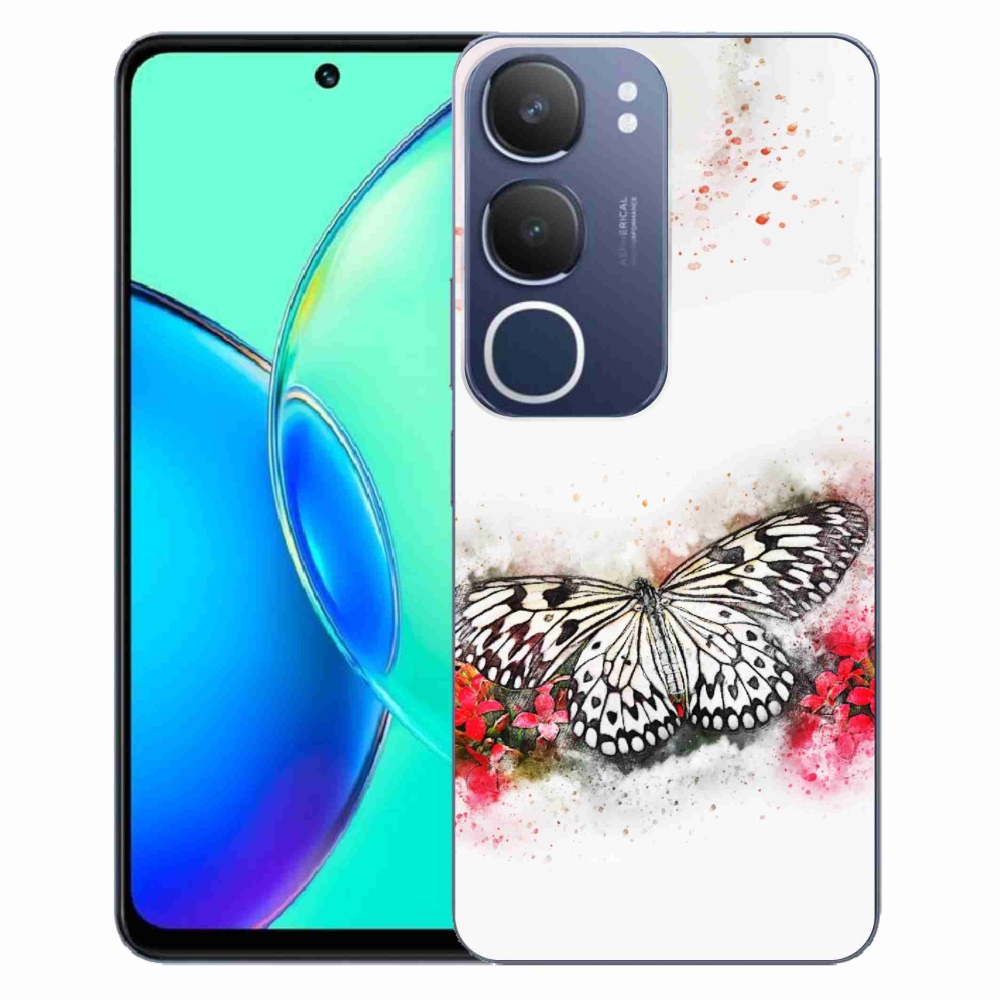 Gél borítás mmCase a Vivo Y19s készülékhez - fekete-fehér pillangó