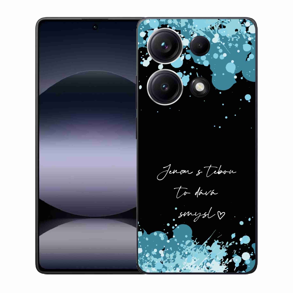 Gél borító mmCase a Xiaomi Redmi Note 14S-hez - szerelmes szöveg fekete háttérrel