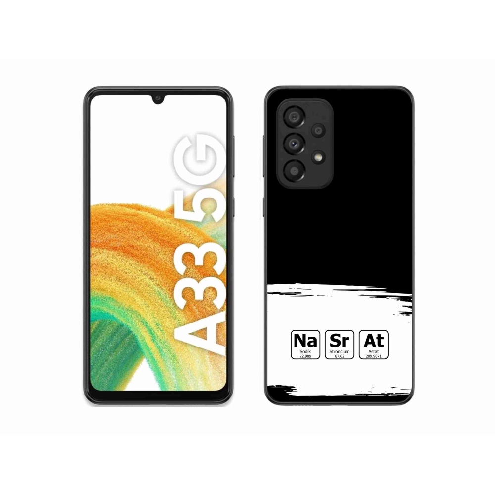 Gél borítás mmCase Samsung Galaxy A33 5G - kémiai elemek fehér és fekete háttérrel