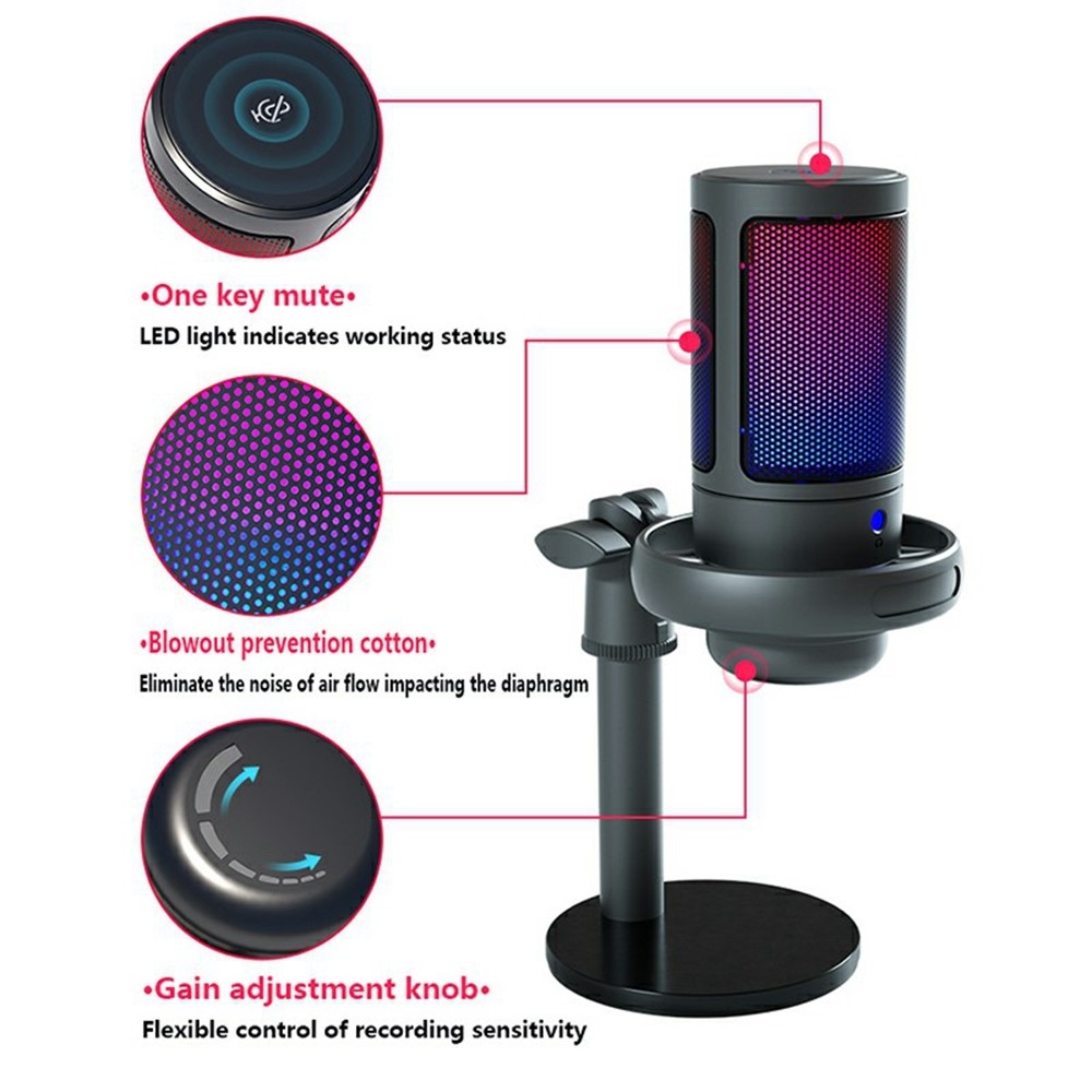 ME6S USB kondenzátormikrofon pop-szűrővel és állvánnyal