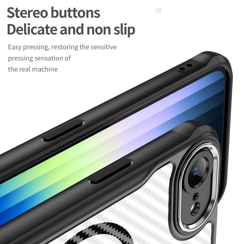 Tartós, textúrált borítás MagSafe támogatással iPhone 16e készülékhez - fekete