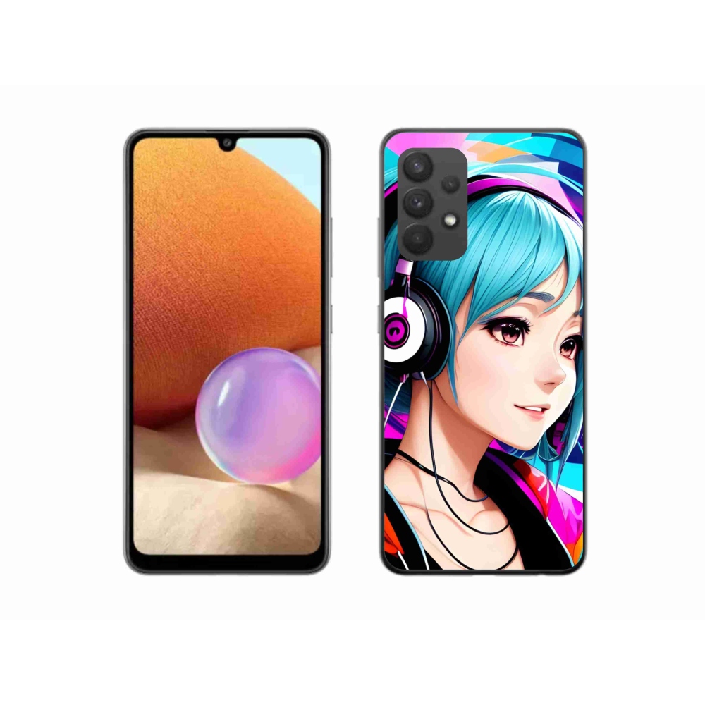 Gél borító mmCase Samsung Galaxy A32 4G - lány fejhallgatóval