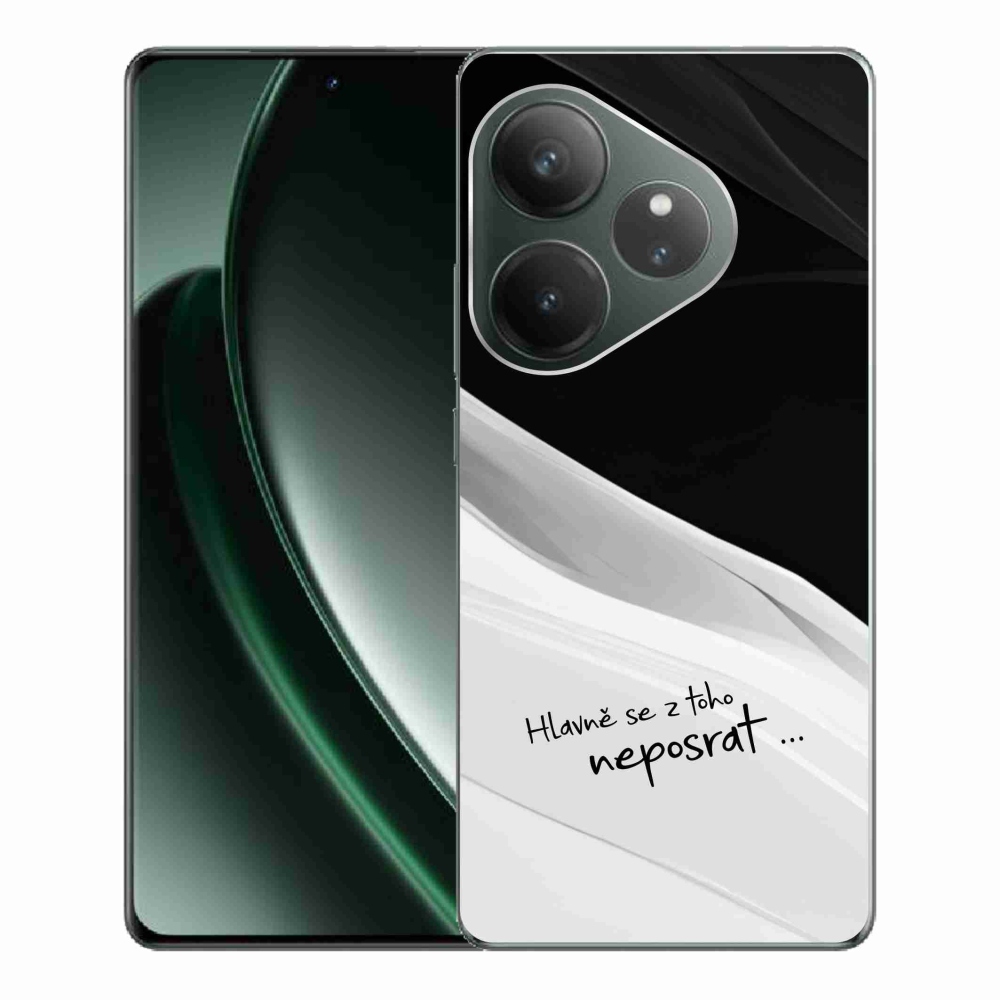 Gél borító mmCase a Realme GT 6 5G/GT 6T 5G számára - vicces szöveg 13 fekete és fehér háttérrel