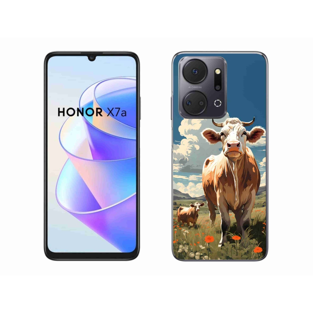 Zselés borítás mmCase a Honor X7a számára - tehenek a réten