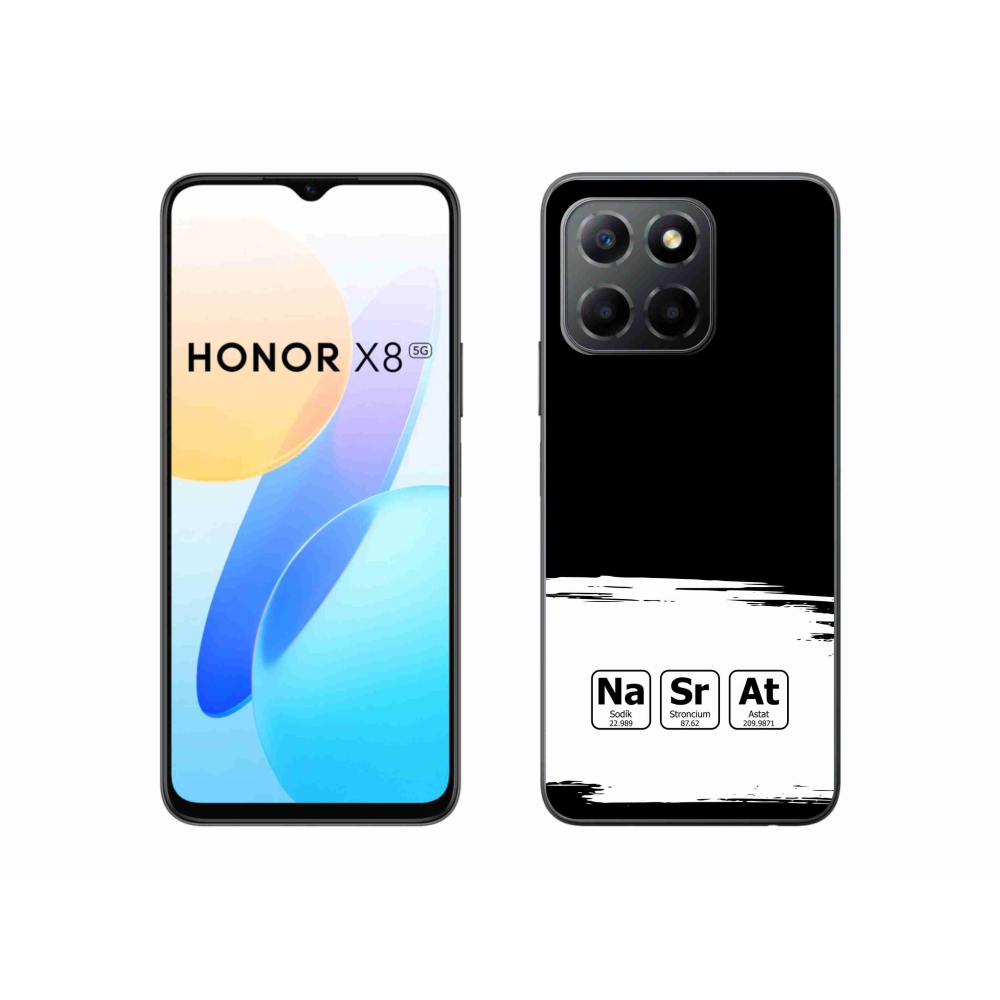 Gél borító mmCase a Honor X8 5G/Honor 70 Lite 5G számára - kémiai elemek fehér és fekete háttérrel