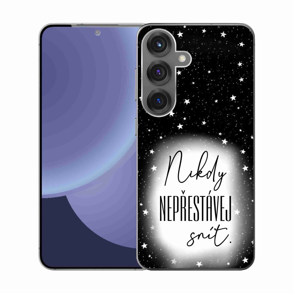 Gél borítás mmCase Samsung Galaxy S25 - idézet 1 fehér és fekete háttérrel