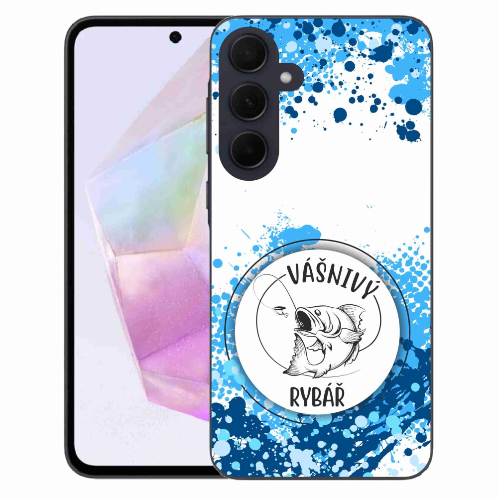 Gél borító mmCase Samsung Galaxy A35 5G - szenvedélyes halász fehér háttérrel