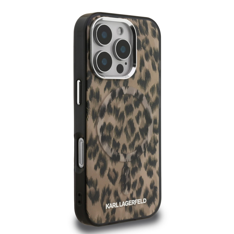 Karl Lagerfeld IML Leopard Leopard MagSafe hátlap iPhone 16 Pro Max barna színű készülékhez