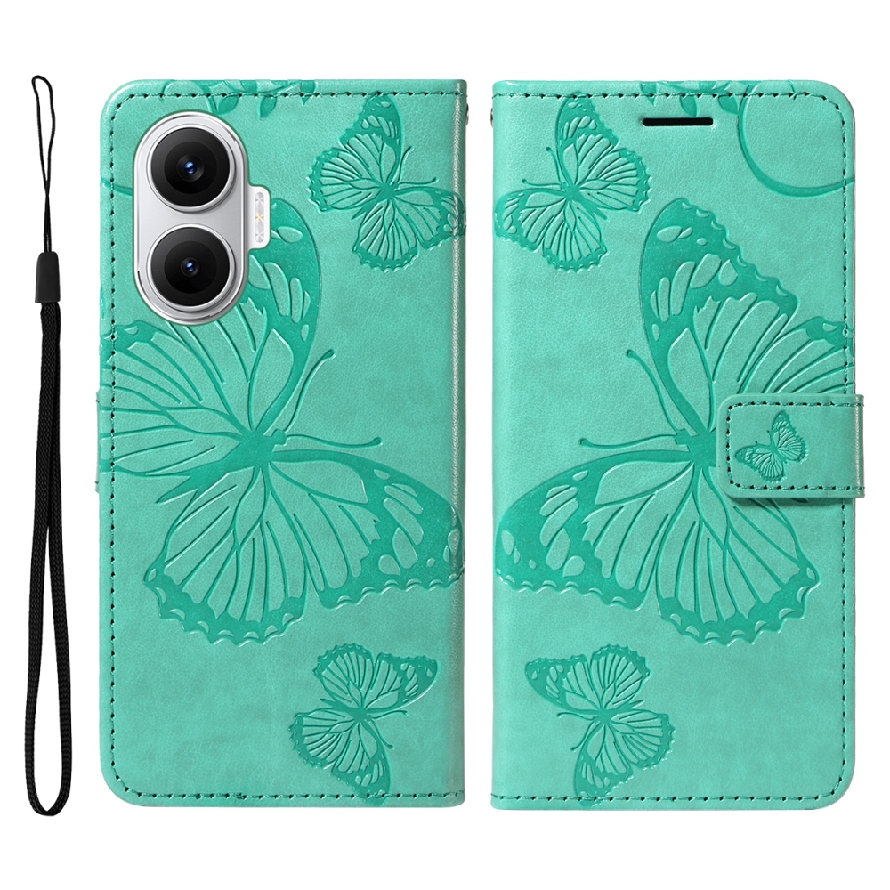 Nagy pillangó könyv tok a Xiaomi Poco F7 5G-hez - teal színű