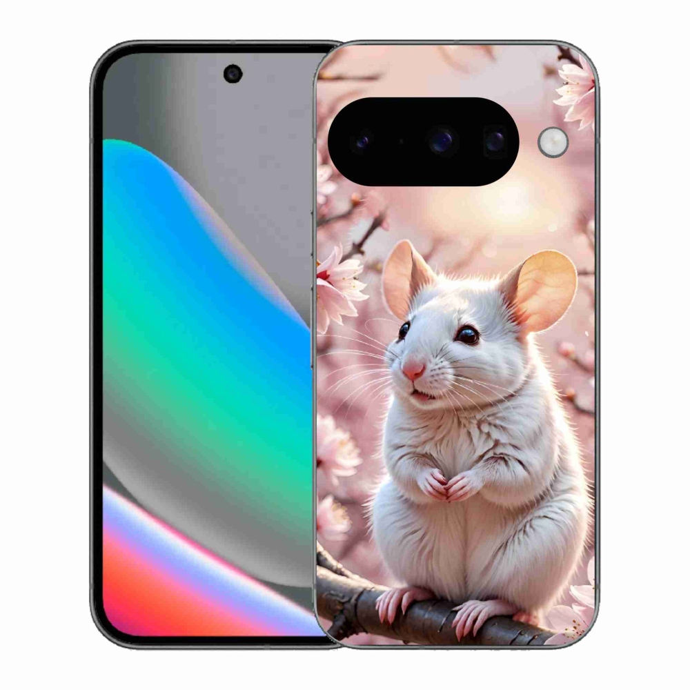 mmCase gél tok a Google Pixel 10-hez – fehér egér egy ágon