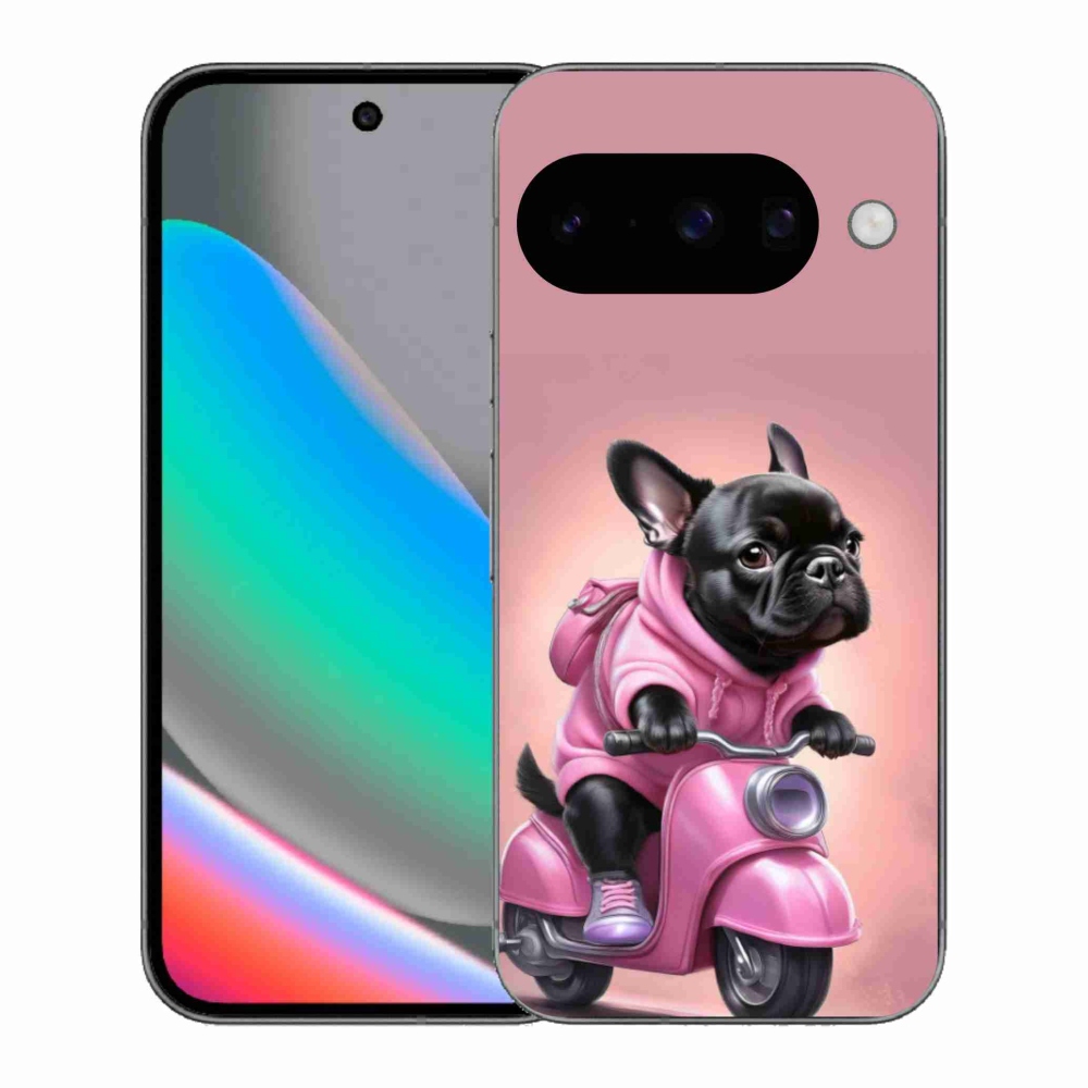 Gél borítás mmCase a Google Pixel 10 számára - Francia bulldog egy robogón