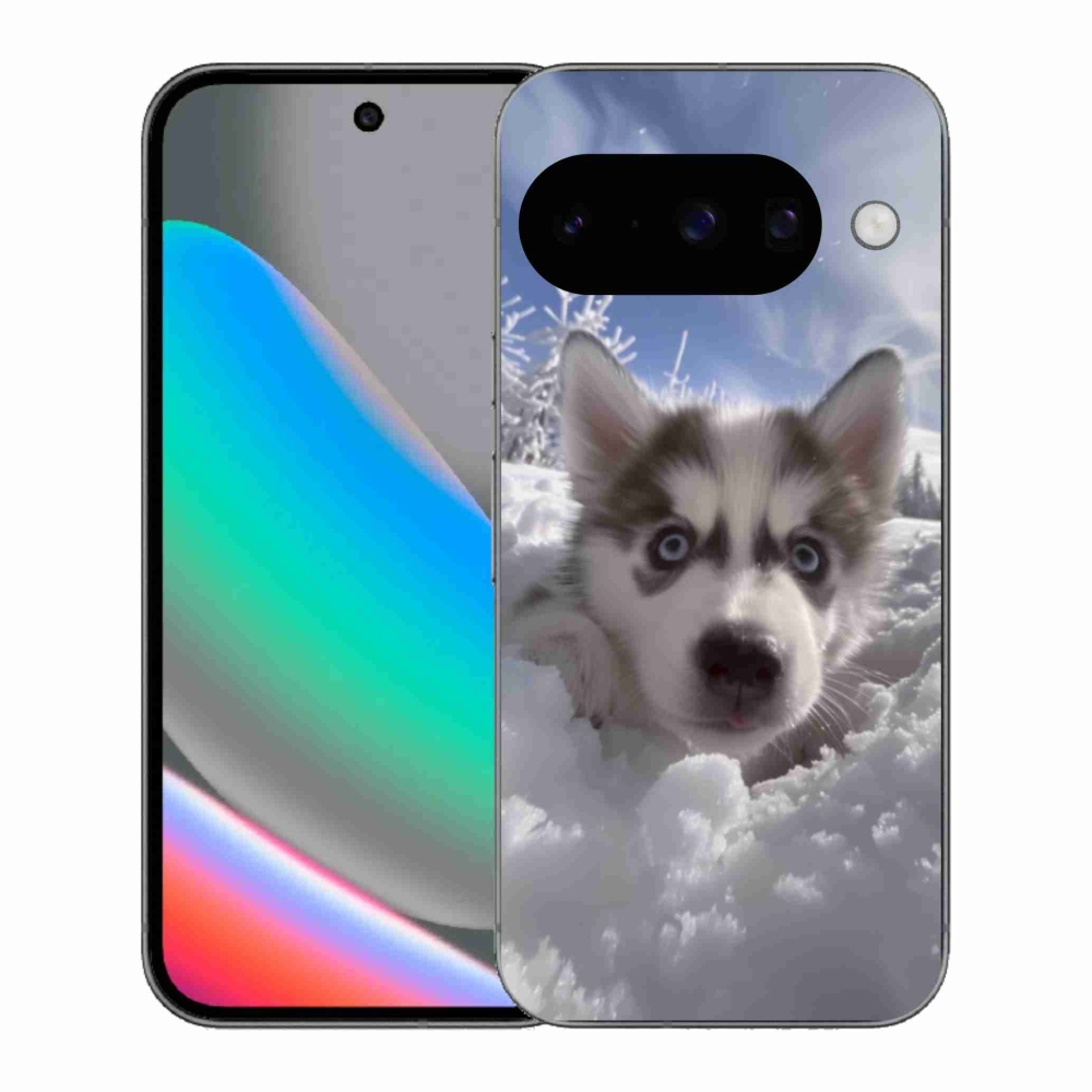Gél borítás mmCase a Google Pixel 10 számára - husky a hóban