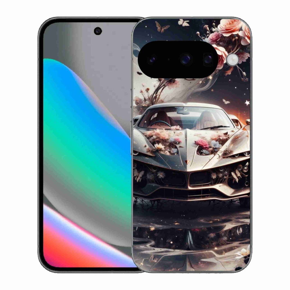 Gél borítás mmCase a Google Pixel 10 számára - virágos sportautó