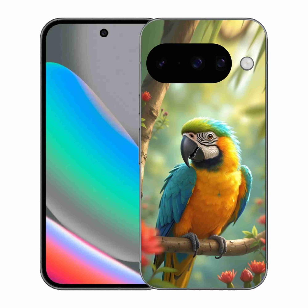 mmCase gél tok a Google Pixel 10-hez – kék-sárga ara papagáj