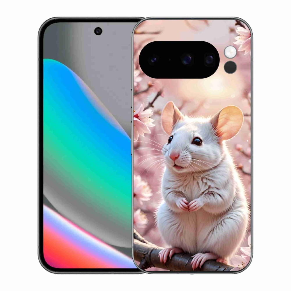 mmCase gél tok a Google Pixel 10 Pro-hoz – fehér egér az ágon