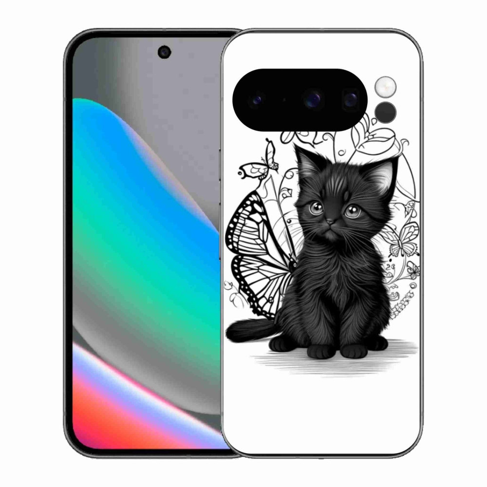 Zselés borítás mmCase a Google Pixel 10 Pro számára - fekete cica