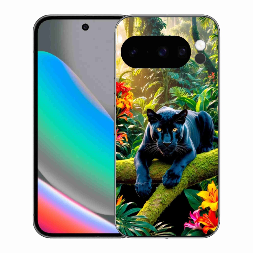 Gél borítás mmCase a Google Pixel 10 Pro számára - fekete párduc a dzsungelben