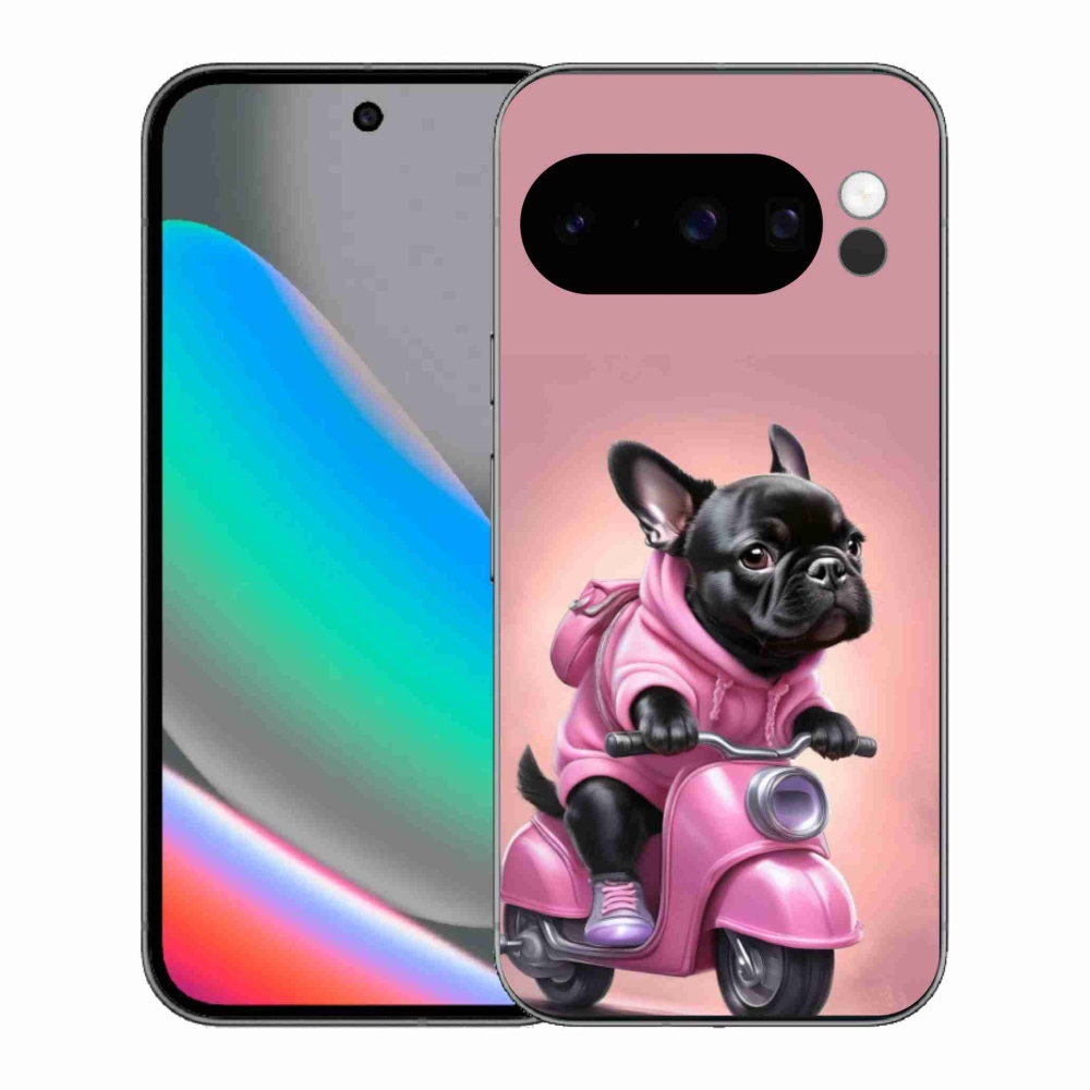 Gél borítás mmCase a Google Pixel 10 Pro számára - Francia bulldog egy robogón