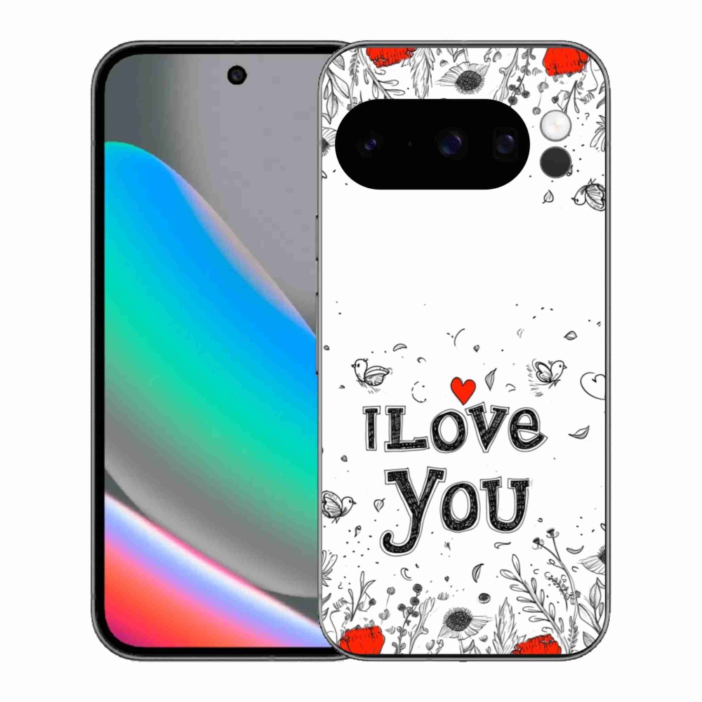 Gél borítás mmCase a Google Pixel 10 Pro számára - Szeretlek fehér háttérrel