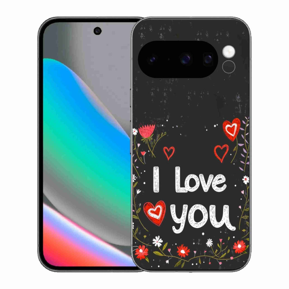 Gél borítás mmCase a Google Pixel 10 Pro számára - Szeretlek fekete háttérrel