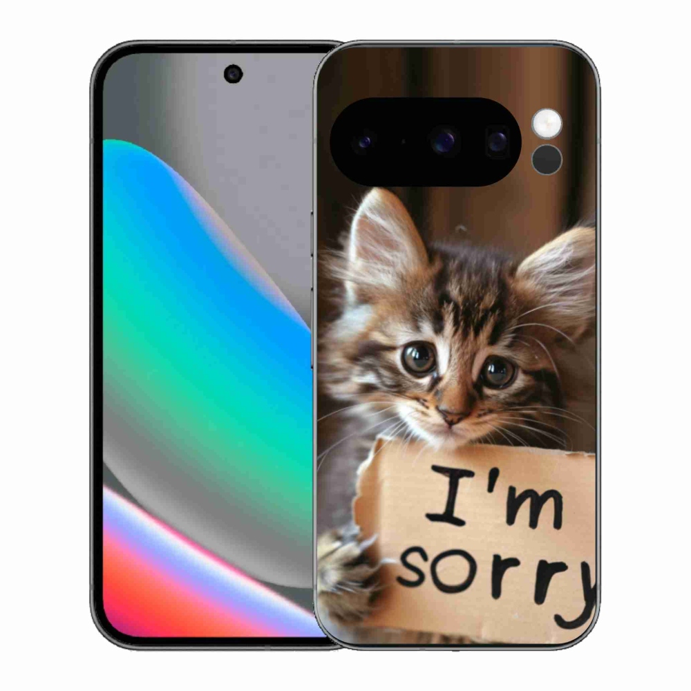 Zselés borítás mmCase a Google Pixel 10 Pro számára - a macska bocsánatkérése