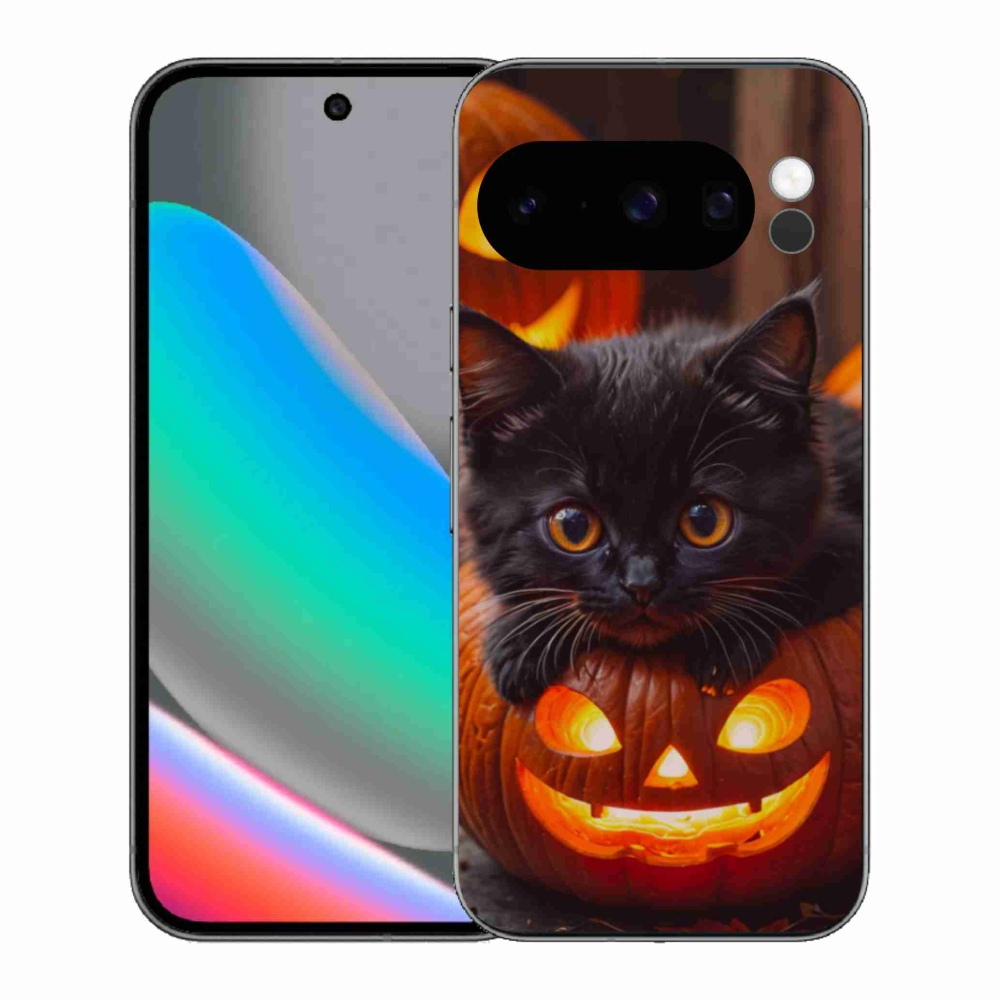 Gél borítás mmCase a Google Pixel 10 Pro számára - cica és sütőtök