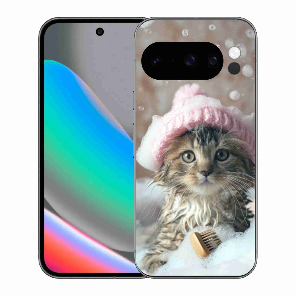 Gél borítás mmCase a Google Pixel 10 Pro számára - cica és fürdő