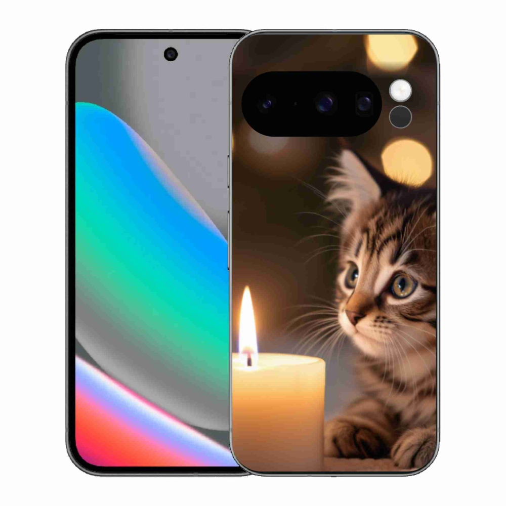 Gél borítás mmCase a Google Pixel 10 Pro számára - cica és gyertya