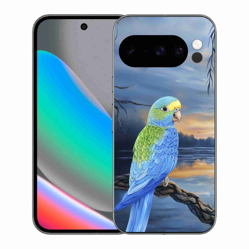 Zselés borítás mmCase a Google Pixel 10 Pro készülékhez - kék papagáj