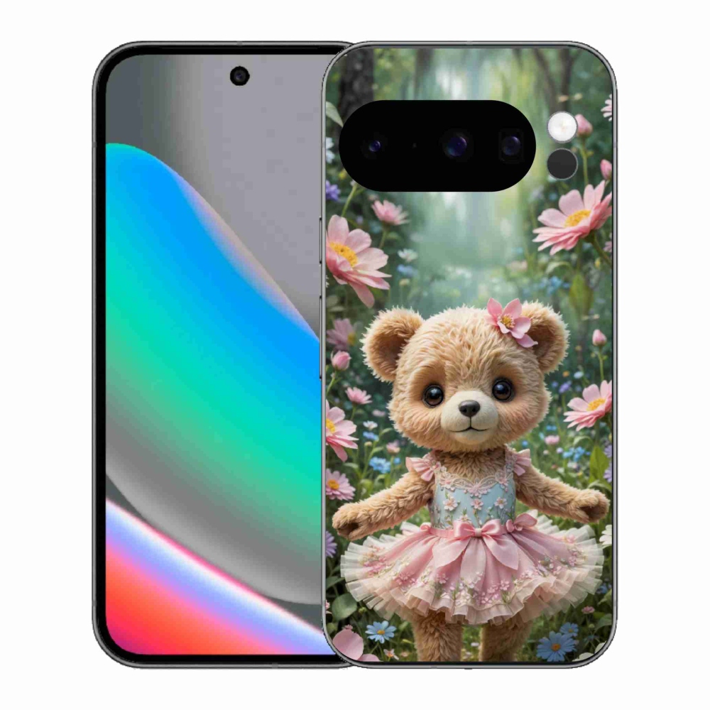 mmCase gél tok a Google Pixel 10 Pro-hoz – aranyos mackó virágok között