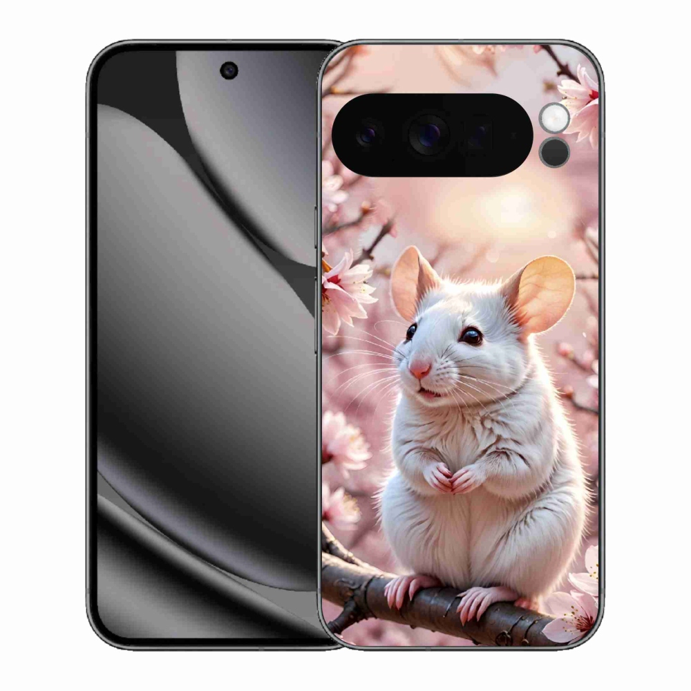 mmCase gél tok a Google Pixel 10 Pro XL-hez – fehér egér egy ágon