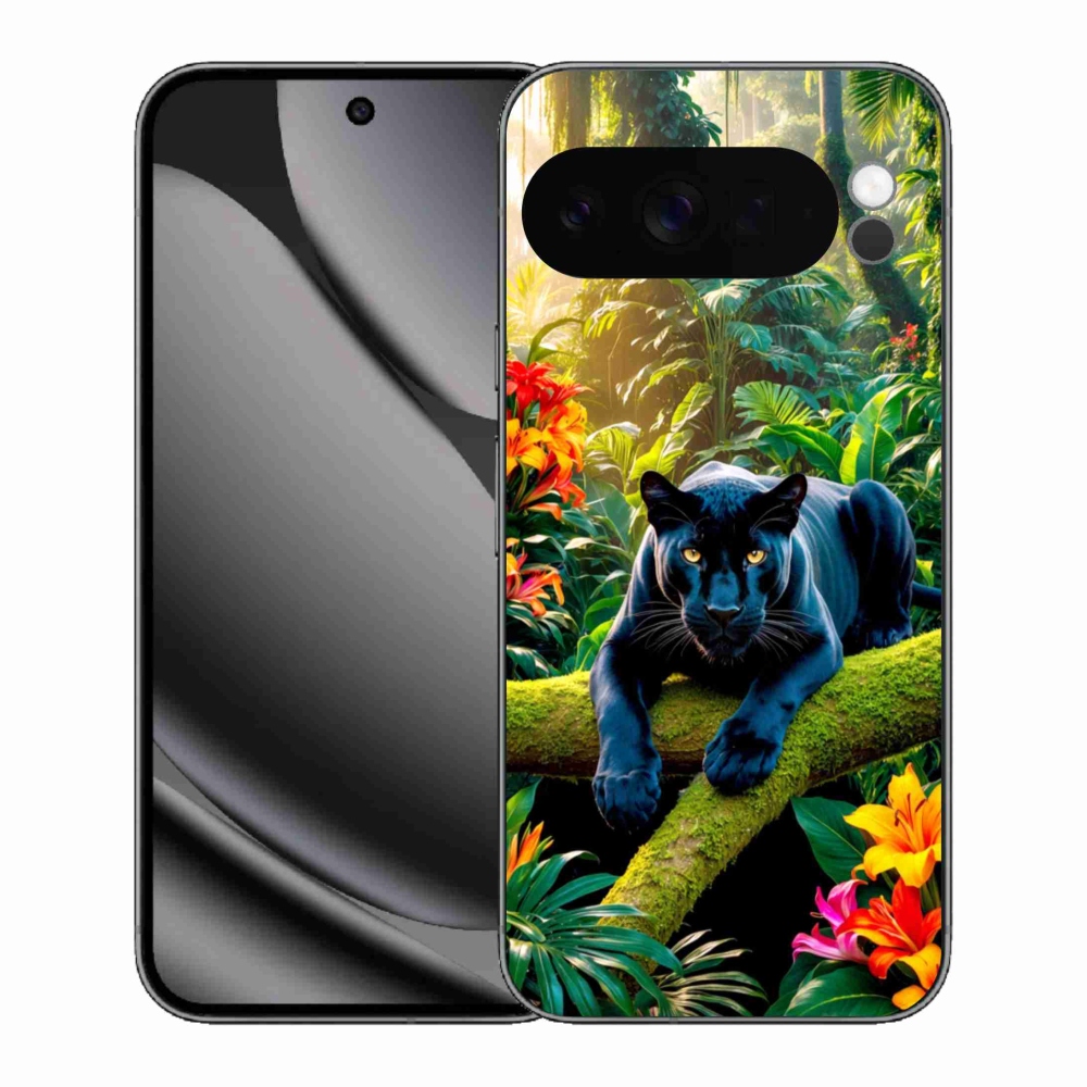 Zselés borítás mmCase a Google Pixel 10 Pro XL számára - fekete párduc a dzsungelben