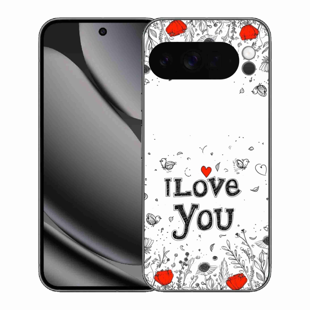 Gél borítás mmCase a Google Pixel 10 Pro XL-hez - I love you fehér háttérrel