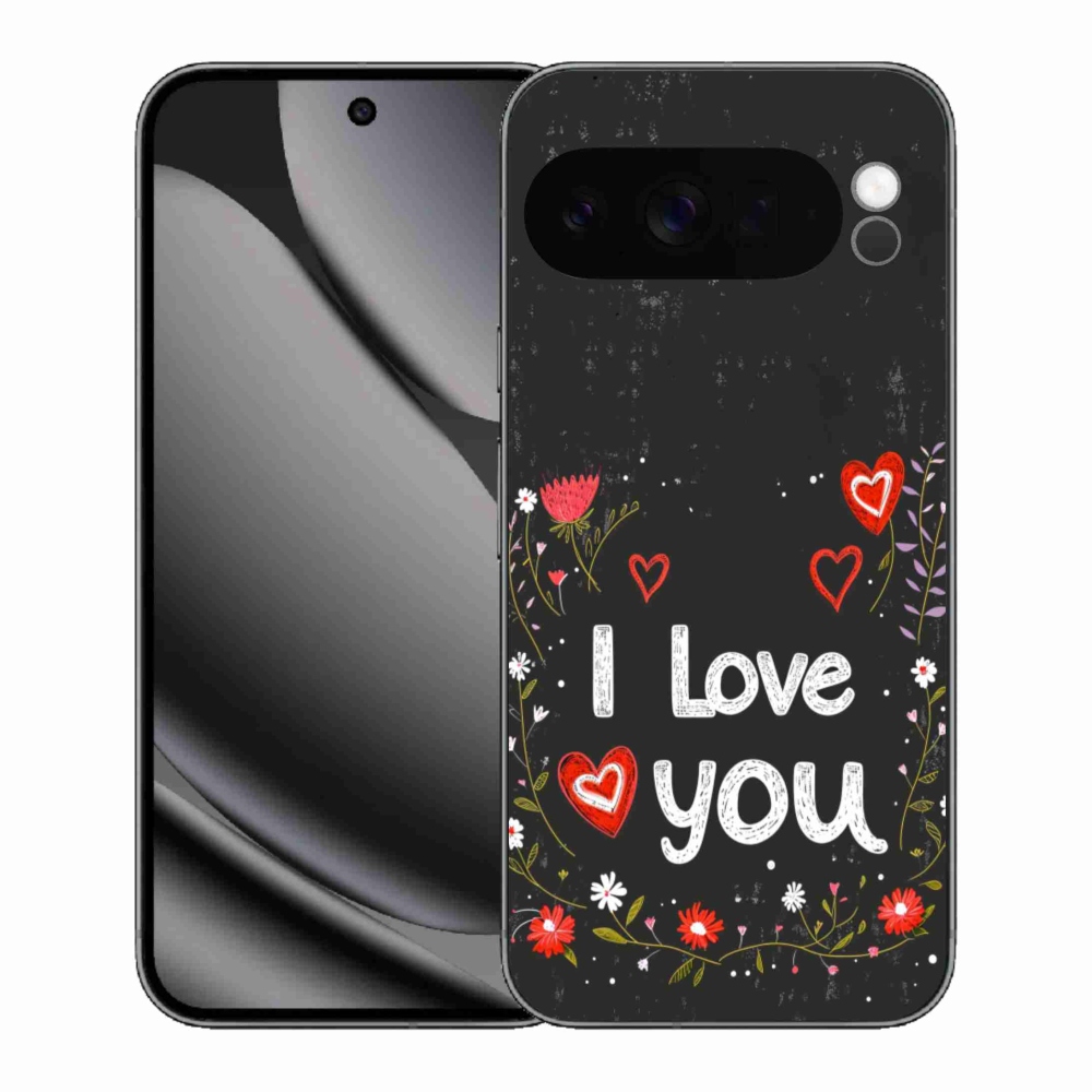 Gél borítás mmCase a Google Pixel 10 Pro XL számára - Szeretlek fekete háttérrel