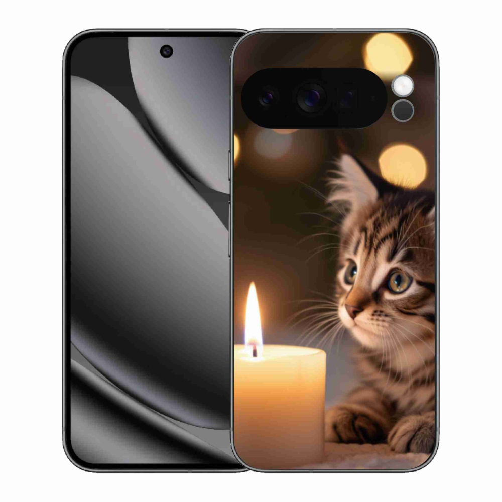 Gél borítás mmCase a Google Pixel 10 Pro XL számára - cica és gyertya