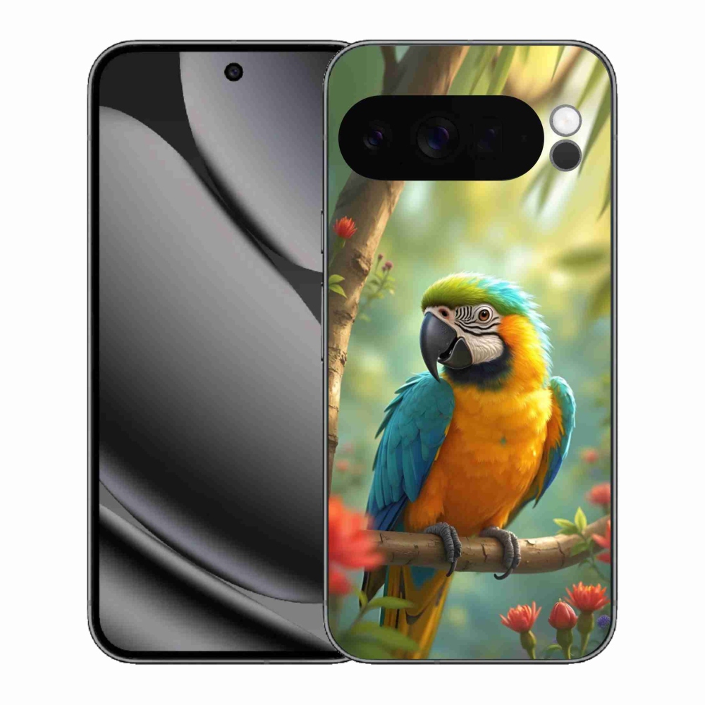 mmCase gél tok a Google Pixel 10 Pro XL-hez – kék-sárga ara papagáj