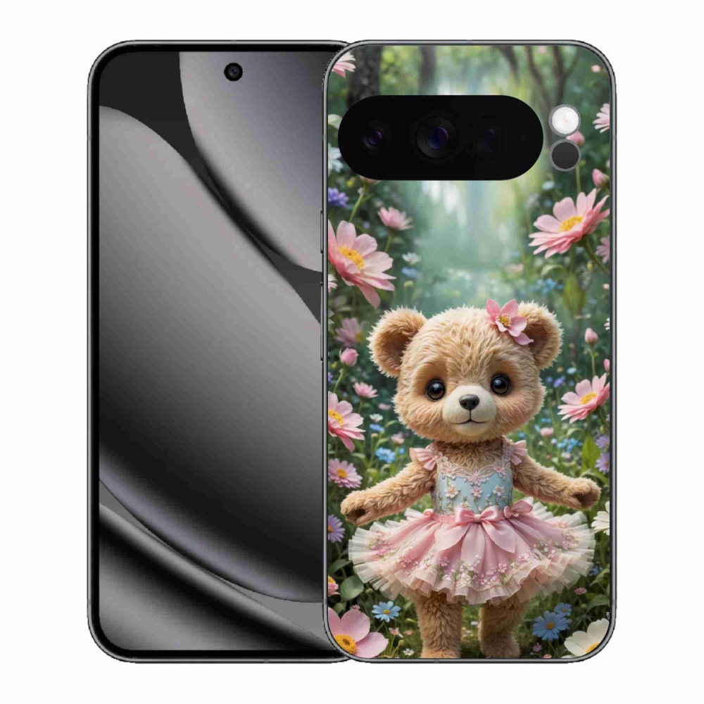 mmCase gél tok a Google Pixel 10 Pro XL-hez – aranyos mackó virágok között