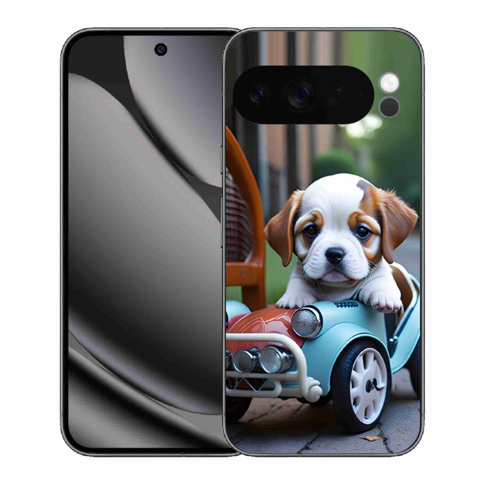 mmCase gél tok a Google Pixel 10 Pro XL-hez – kiskutya retro autóban